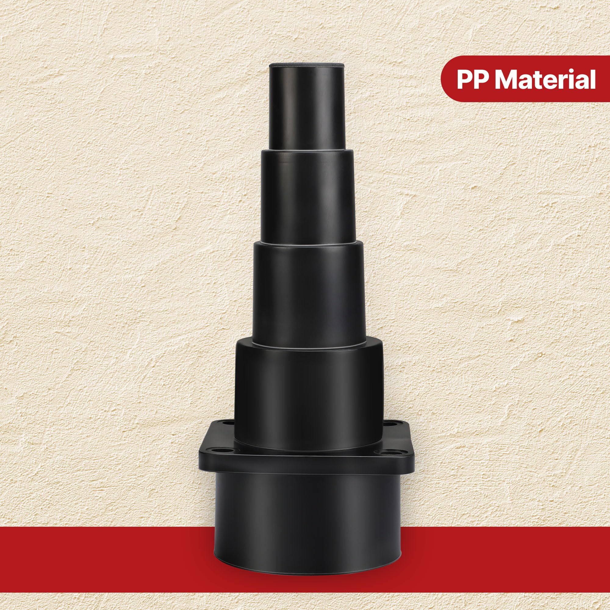 Shop-Vac stepped design adapter for seamless tool to vacuum connections