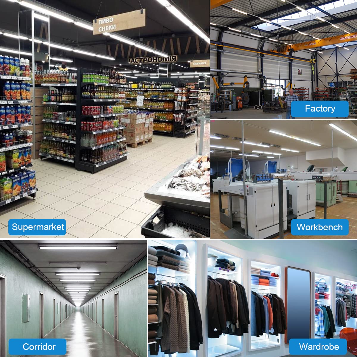 ShopLED 270-degree beam angle covers wide areas with fewer shadows.