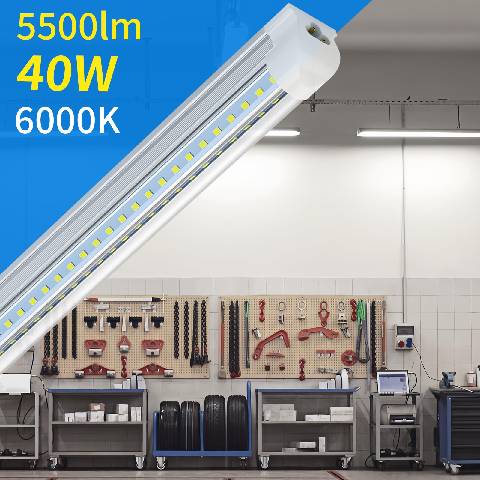 ShopLED 4ft LED tube with accessories enables fast mounting.