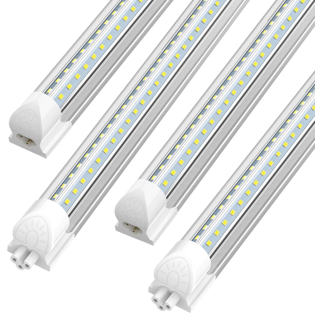 ShopLED 8ft T8 V-shape front view delivers bright, even garage lighting.