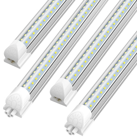 ShopLED 8ft T8 V-shape front view delivers bright, even garage lighting.