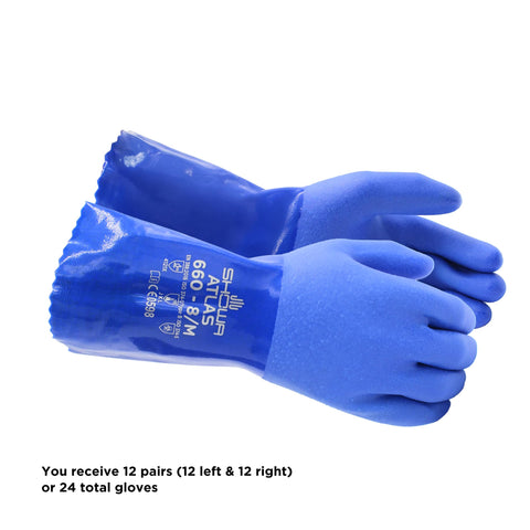 Showa Atlas 660 rough grip texture for improved control in wet conditions