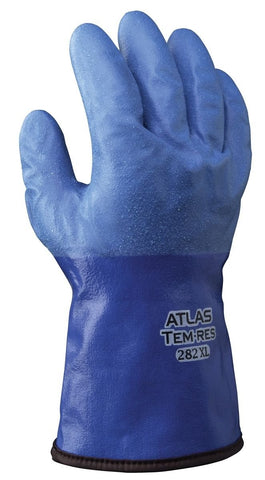 SHOWA TEMRES 282 PU-coated gloves provide warmth and moisture resistance for outdoor winter work.