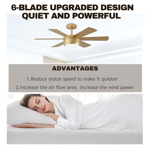 Showdi ultra-quiet DC motor with six blades for smoother airflow.