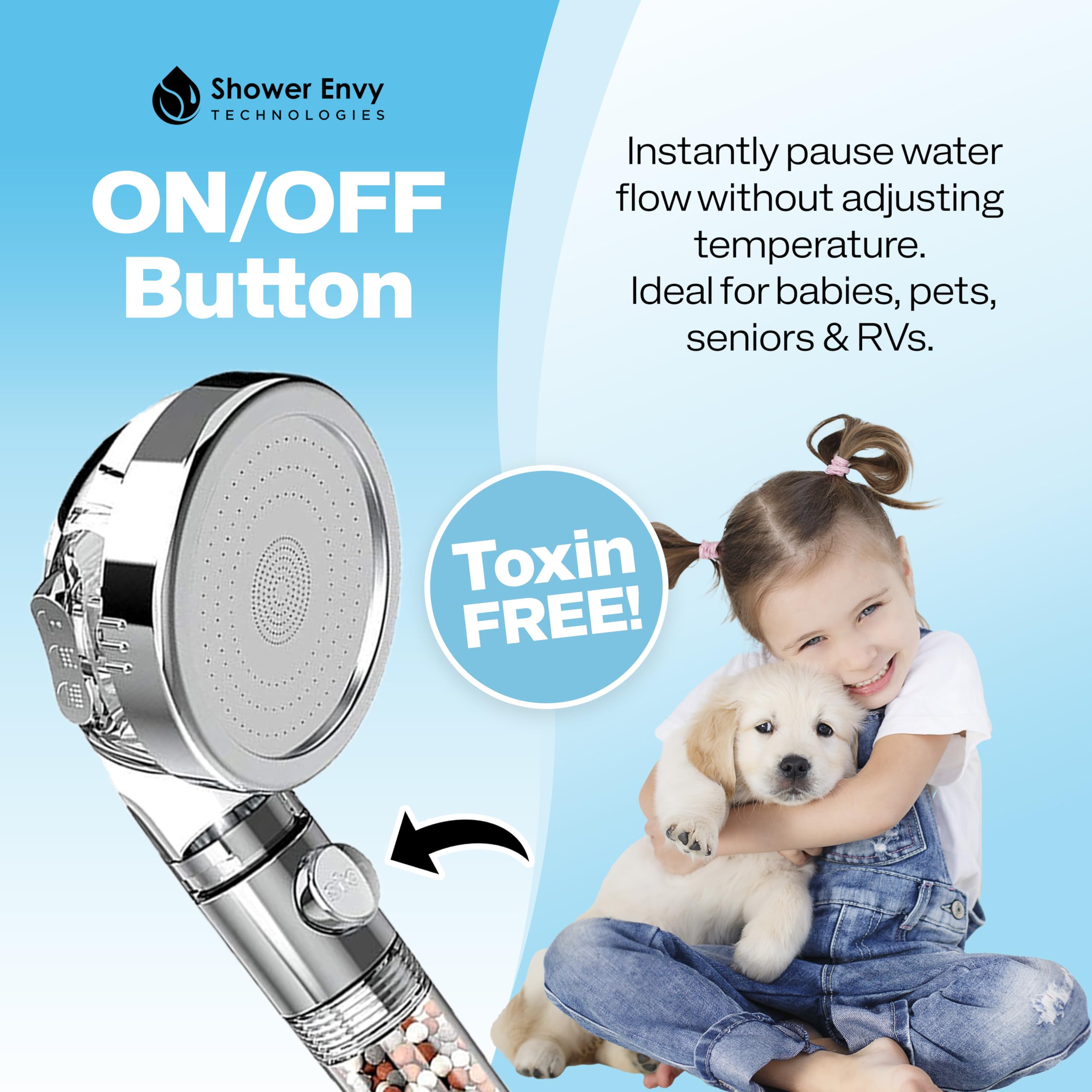 Showerenvy versatile setup for bathroom or RV showers.