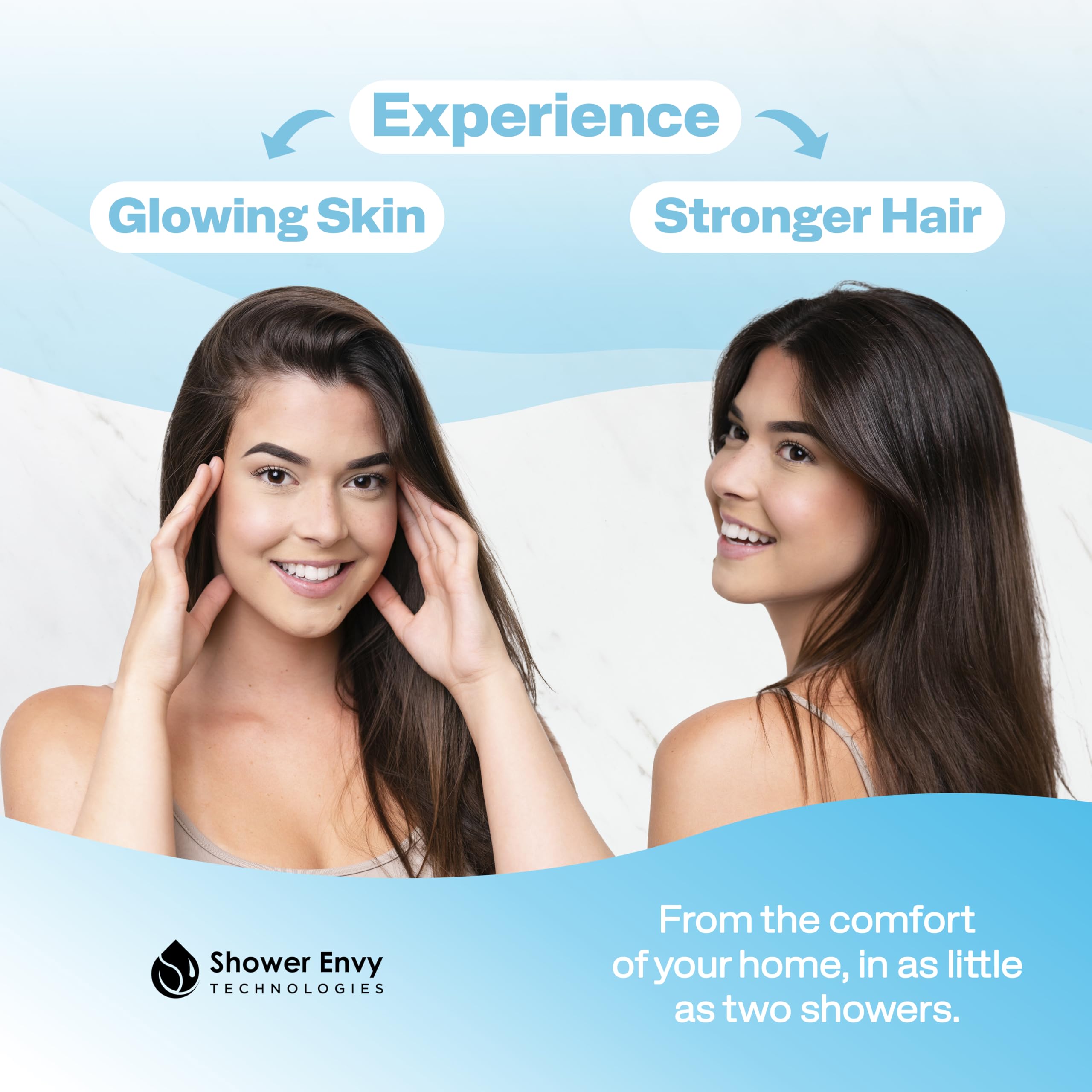 Showerenvy ionic beads filtration reduces chlorine for softer skin and hair.