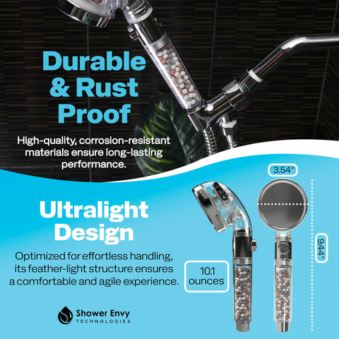 Showerenvy micro-nozzle technology boosts pressure while using less water.