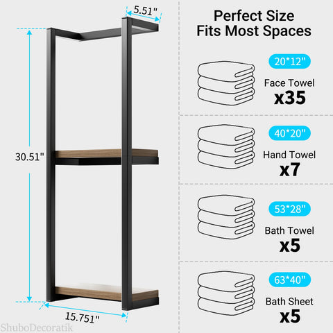 ShuboDecoratik bathroom storage shelf complements decor while holding bulky towels