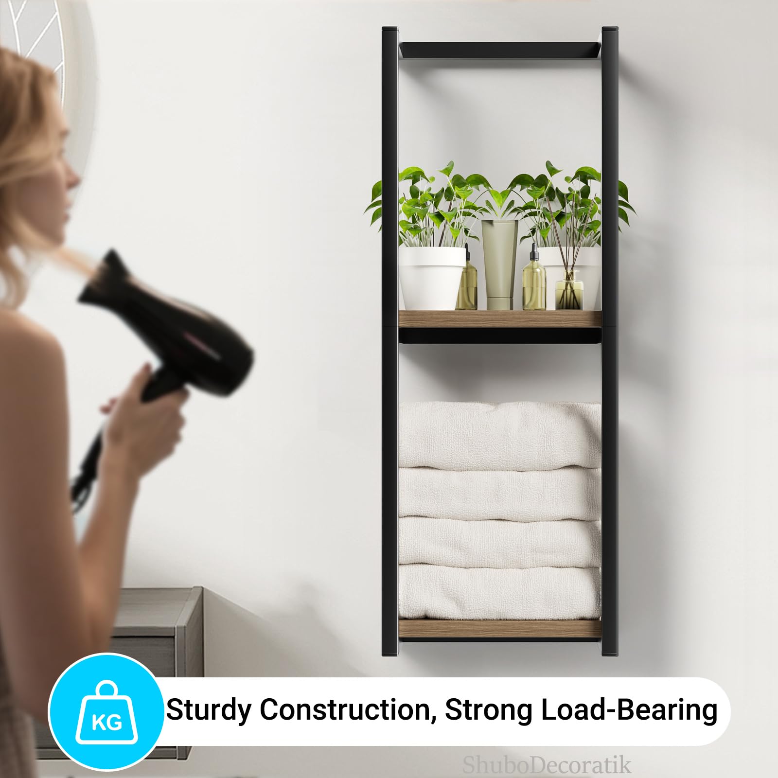 ShuboDecoratik wall-mounted installation offers convenient bathroom organization
