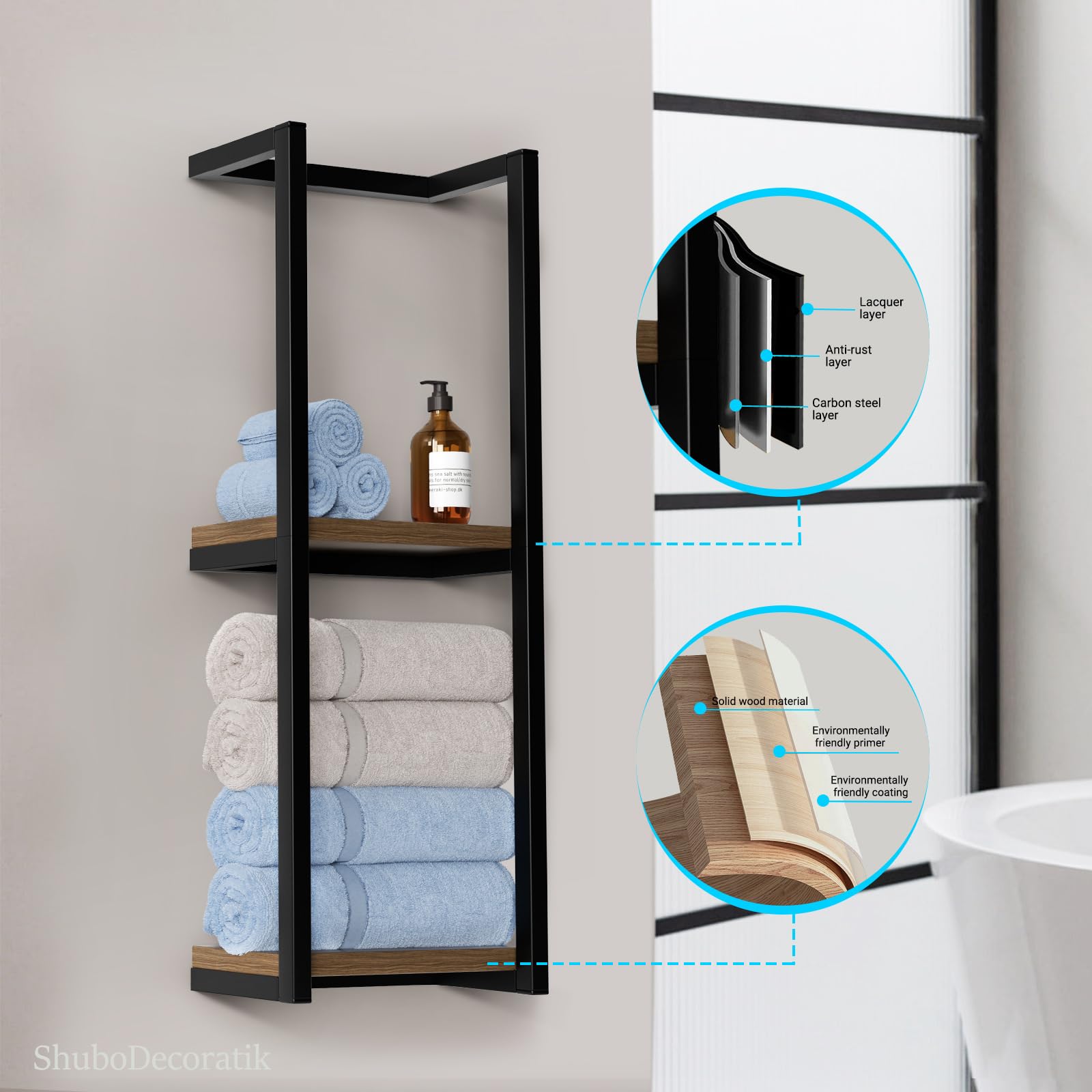 ShuboDecoratik organized compartments keep towels sorted and easy to grab