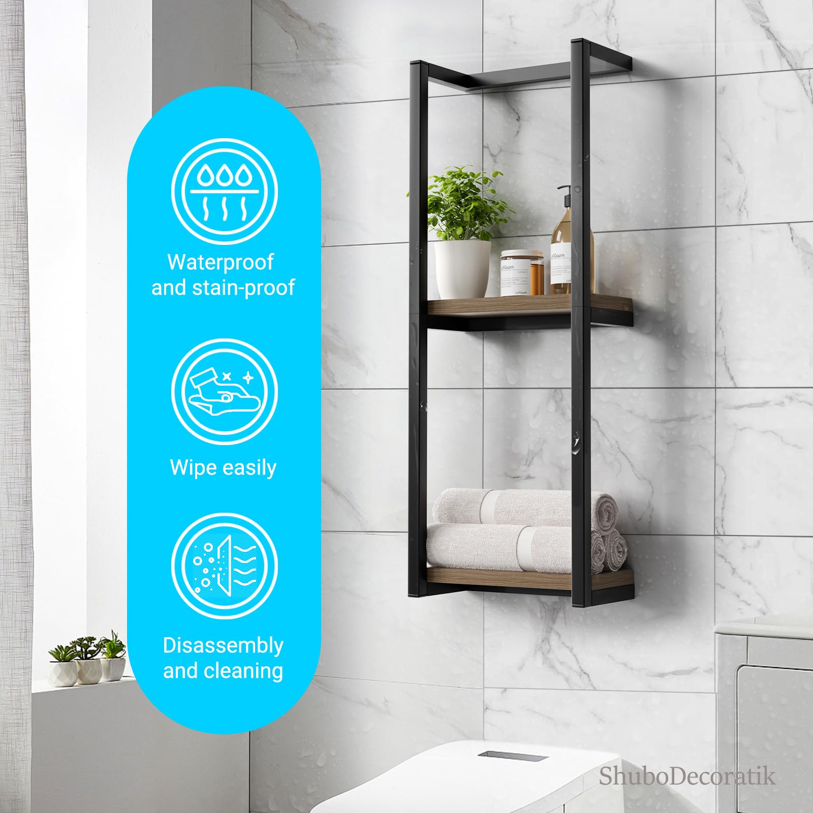 ShuboDecoratik solid wood black finish adds modern elegance to baths