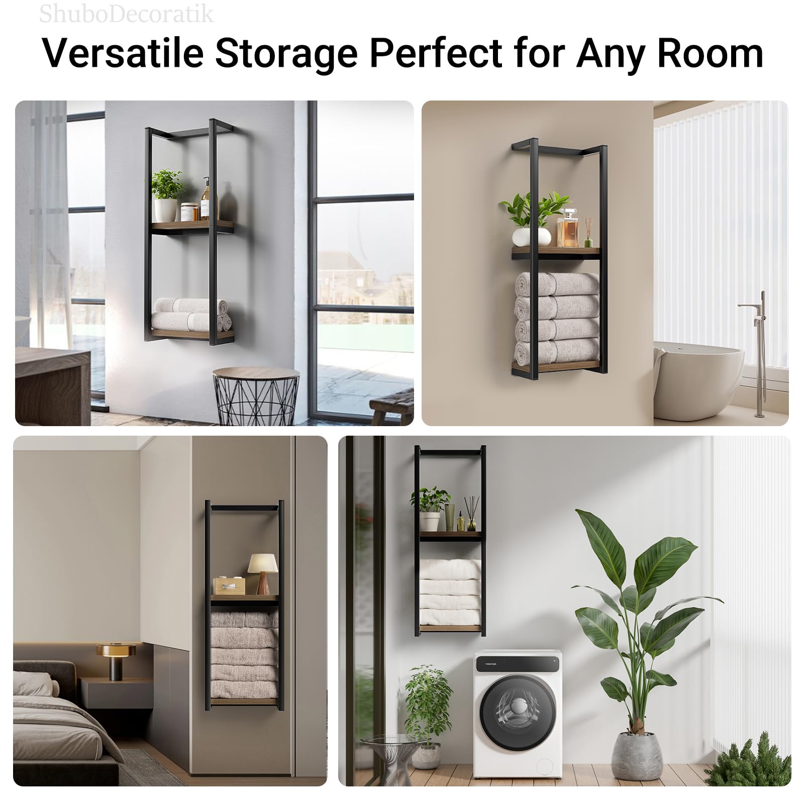 ShuboDecoratik space-saving design maximizes wall area for quick towel access