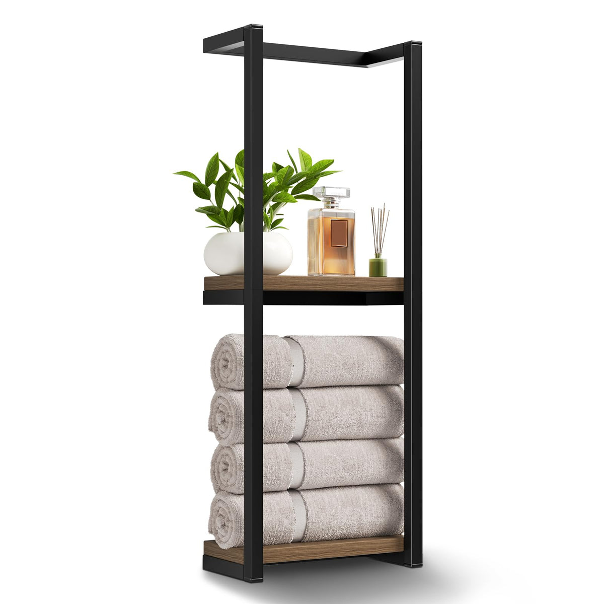 ShuboDecoratik two-tier towel rack wall mount for organized bathroom storage