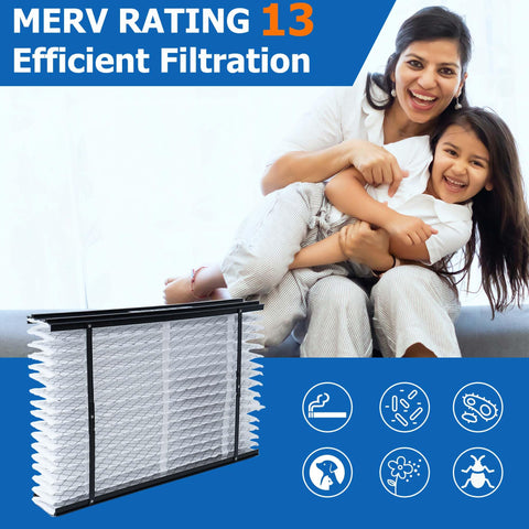 ShueBee 213 MERV-13 filter reduces dust and pollen.
