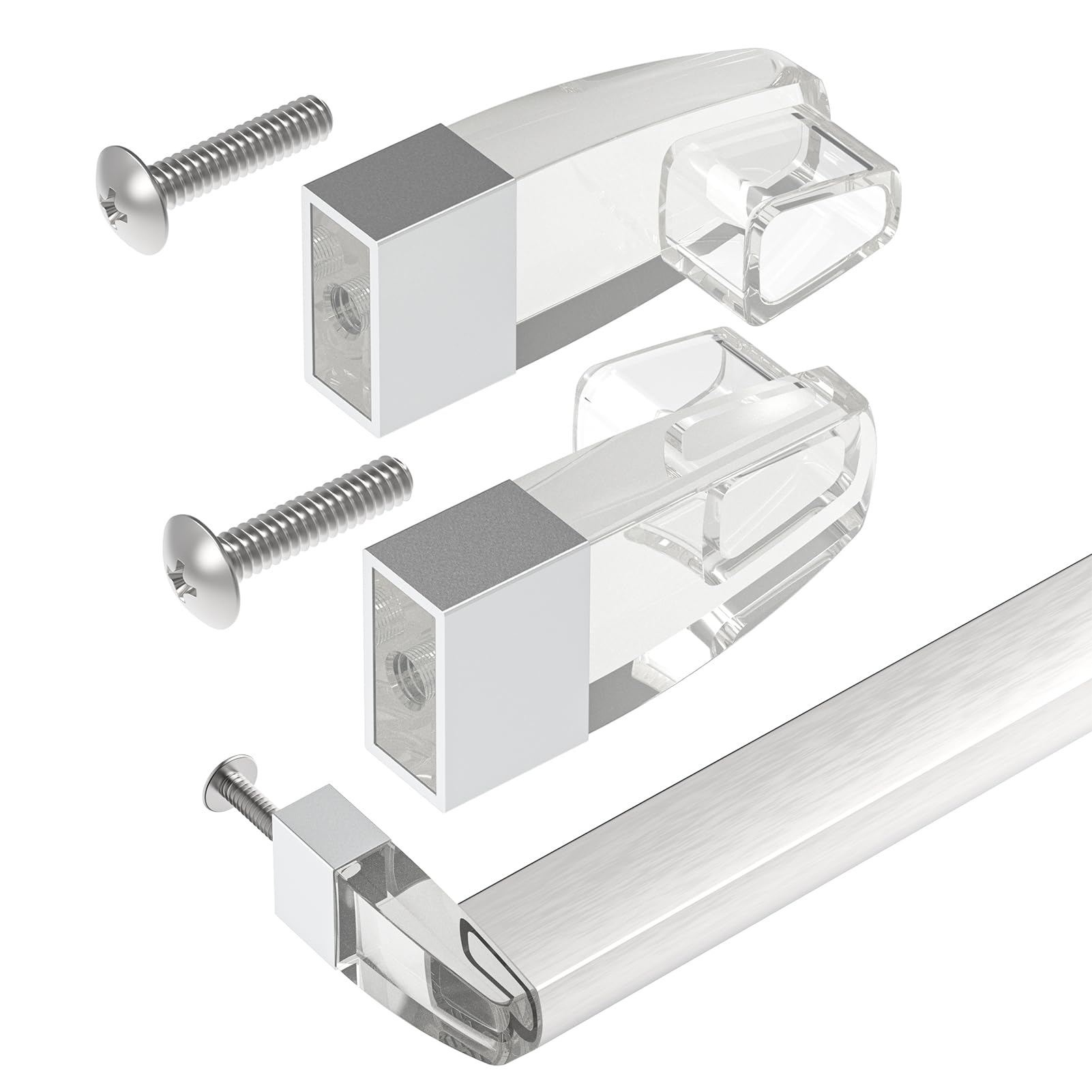 Shuisen clear acrylic bracket front view shows sleek, durable fit for framed doors.