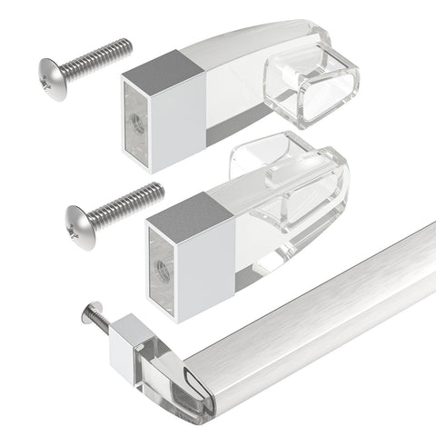 Shuisen clear acrylic bracket front view shows sleek, durable fit for framed doors.