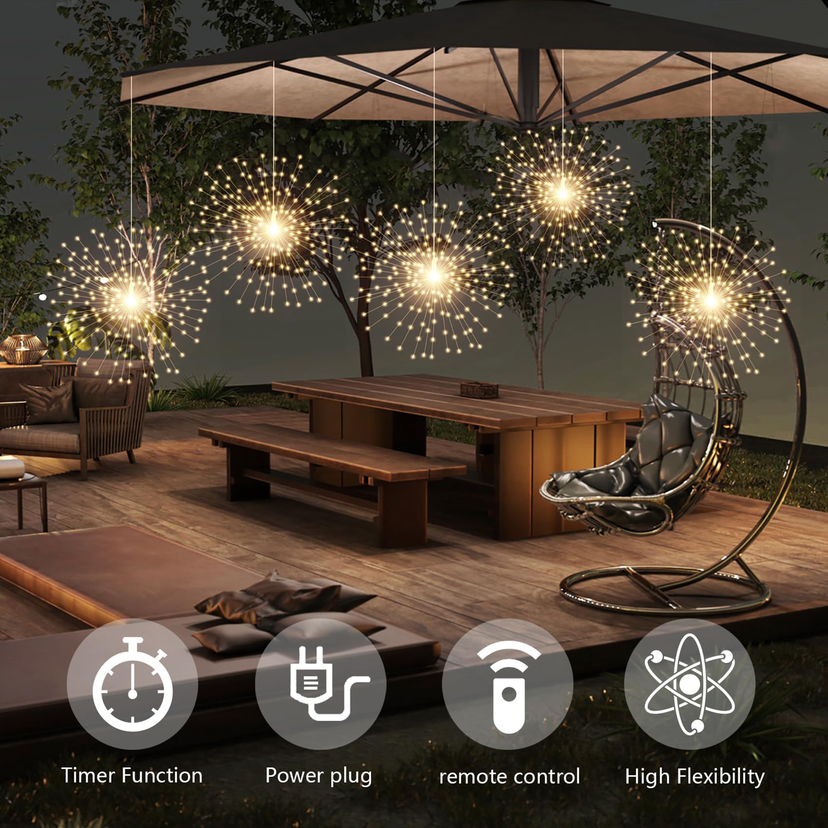 SHUKAN 1000 LED firework strings create vibrant party ambience