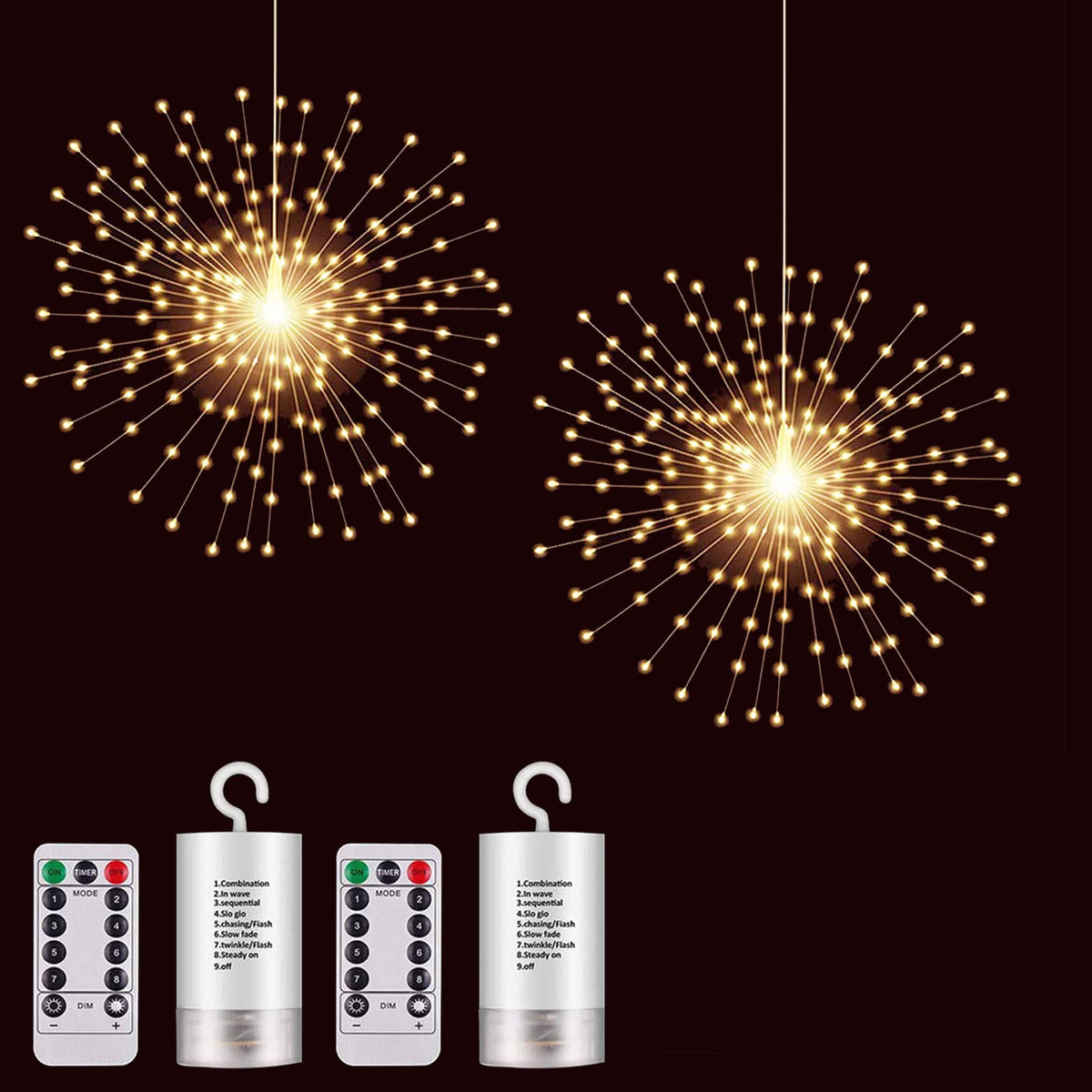 SHUKAN firework lights 2-pack hanging decor for versatile ambiance
