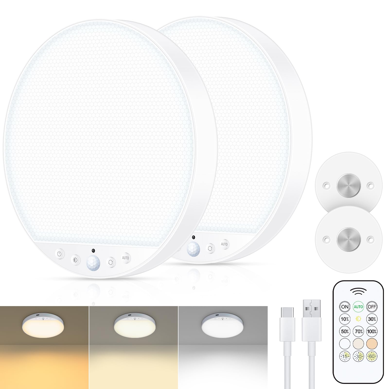 ShunFSC rechargeable ceiling light with magnetic base for tool-free installation.