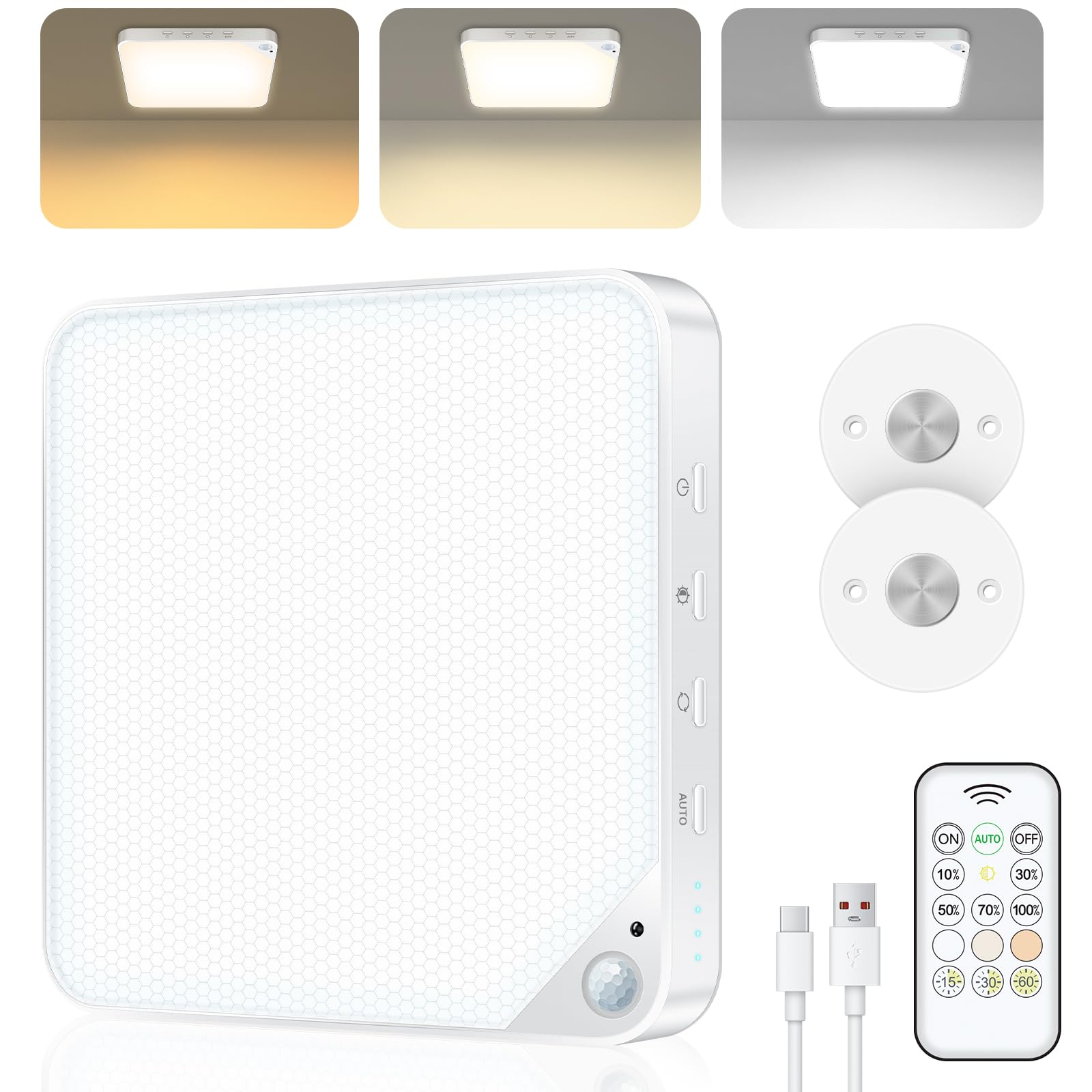 ShunFSC rechargeable motion-sensor ceiling light for energy-efficient indoor lighting