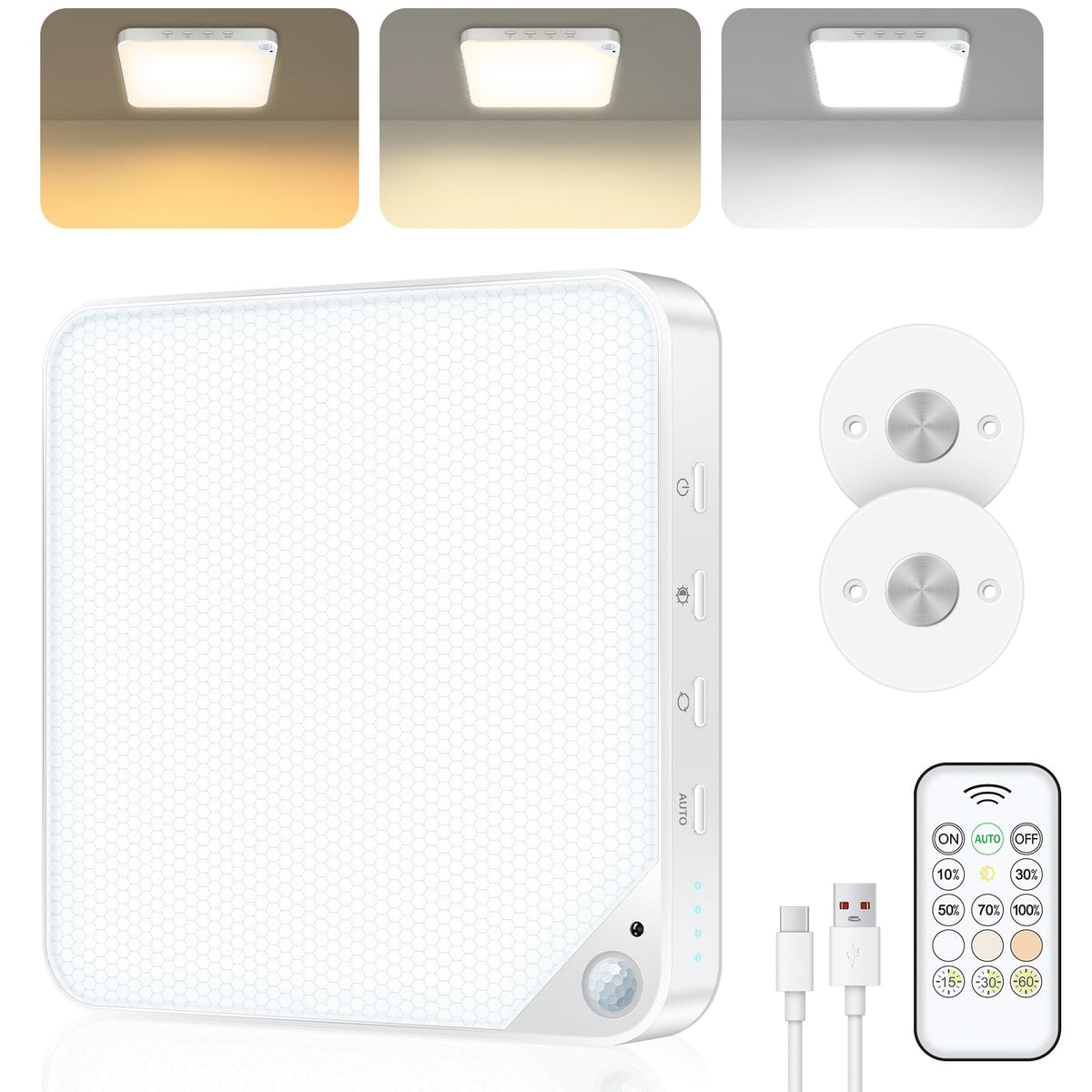 ShunFSC rechargeable motion-sensor ceiling light for energy-efficient indoor lighting
