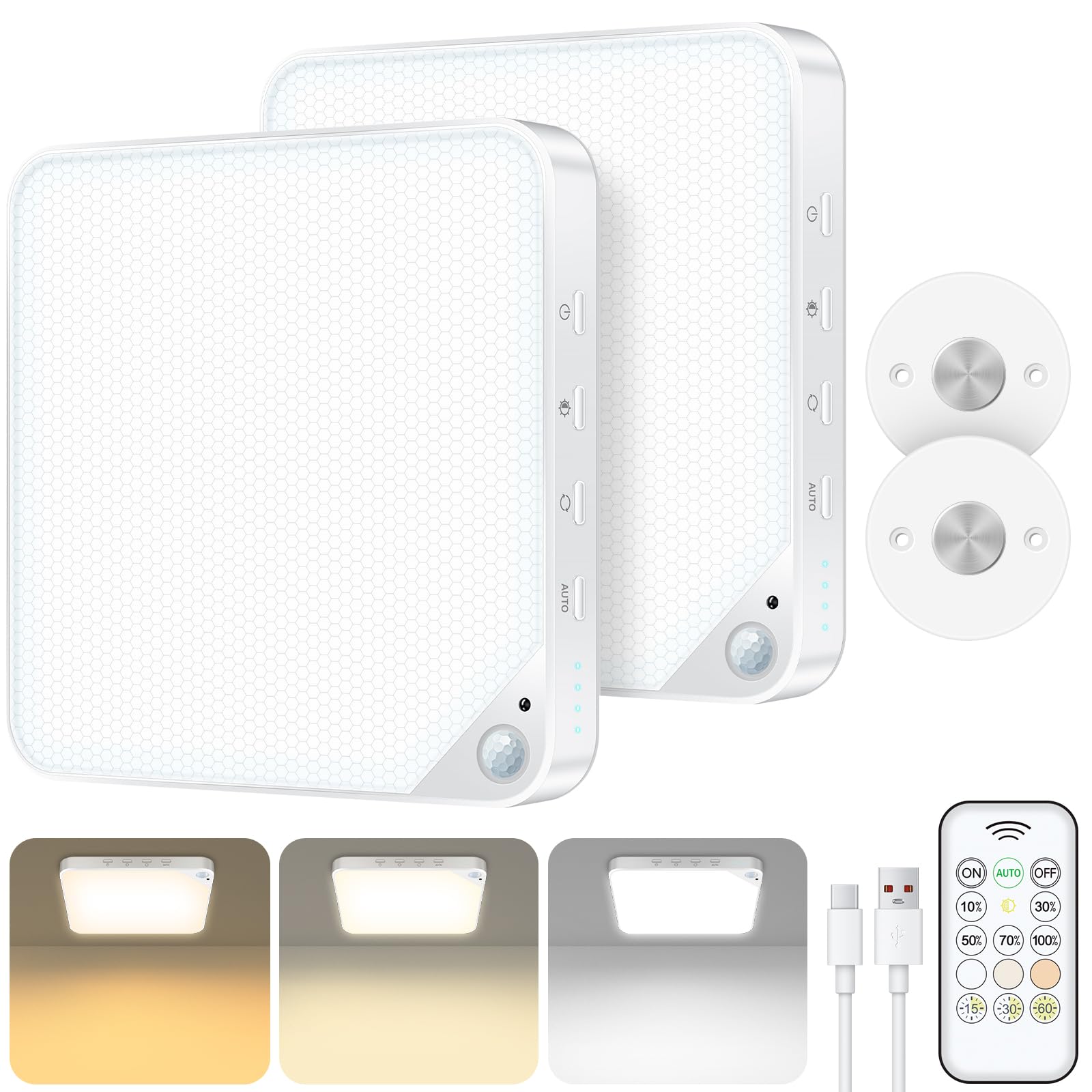 ShunFSC rechargeable 8W ceiling light with magnetic base for tool-free installation