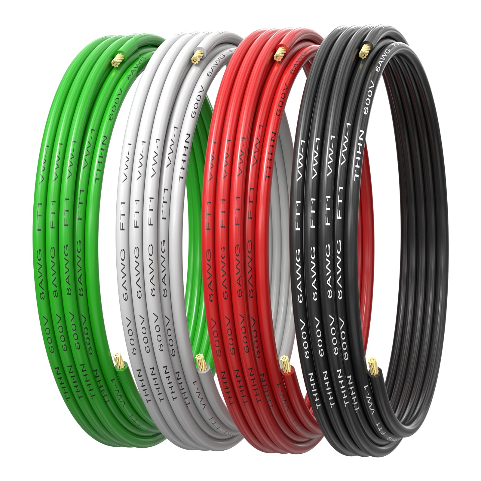 SHUNLEE 6AWG THHN wire in black conductor for durable residential wiring.