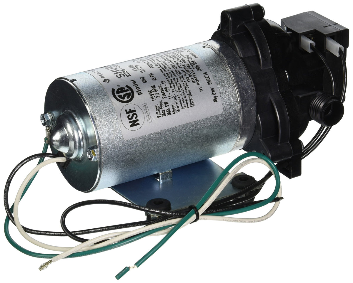 SHURFLO industrial pump close-up highlighting model 2088-594-154, 1/2 inch ports, durable Santoprene seals