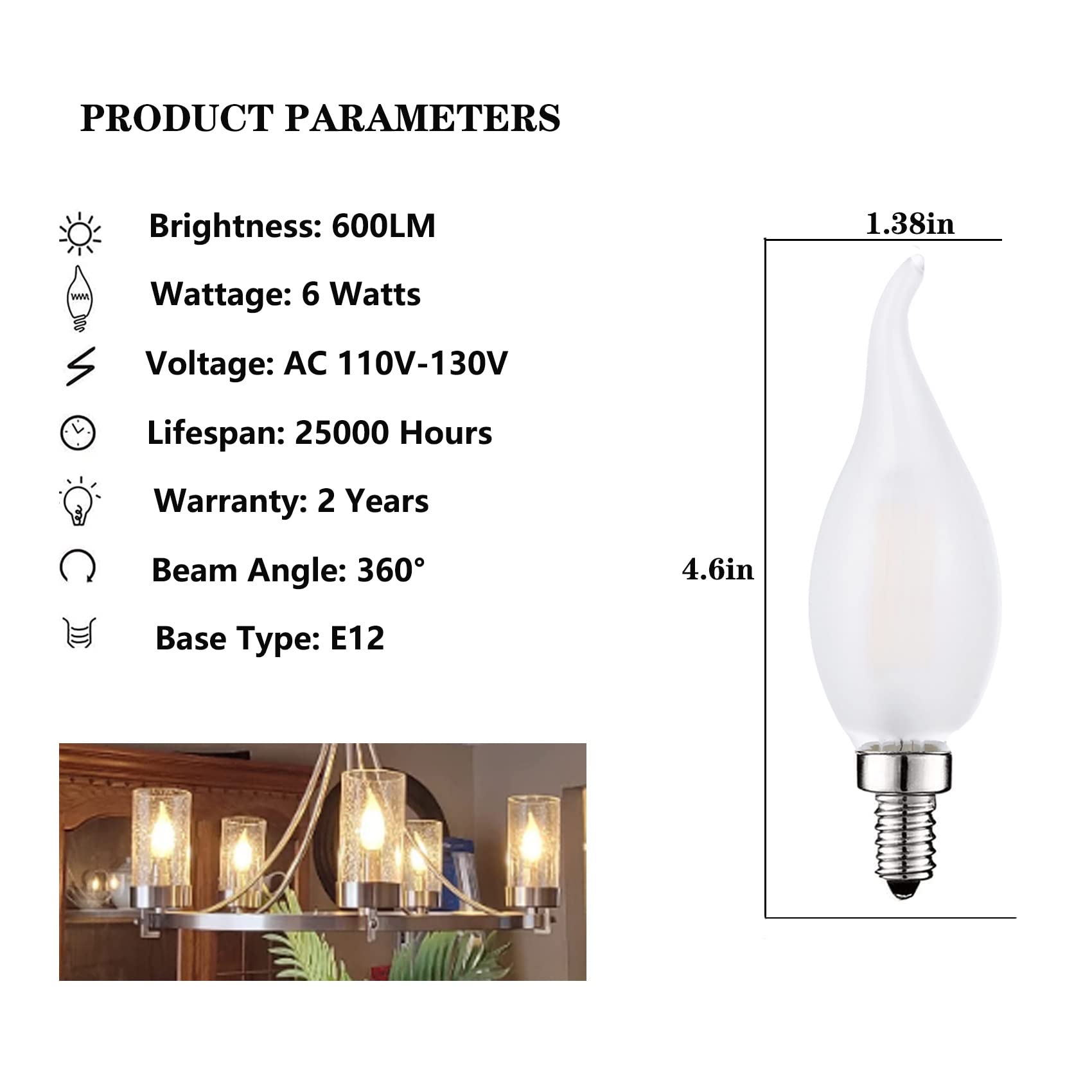 SHUWDKAR dimmable 6W LED filament bulb enables flexible brightness for dining.