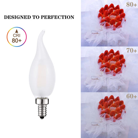 SHUWDKAR E12 base LED bulb fits chandeliers with flicker-free performance.