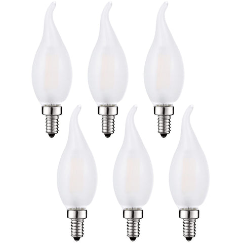 SHUWDKAR frost led candelabra bulb 3000K provides warm, even light for living spaces.