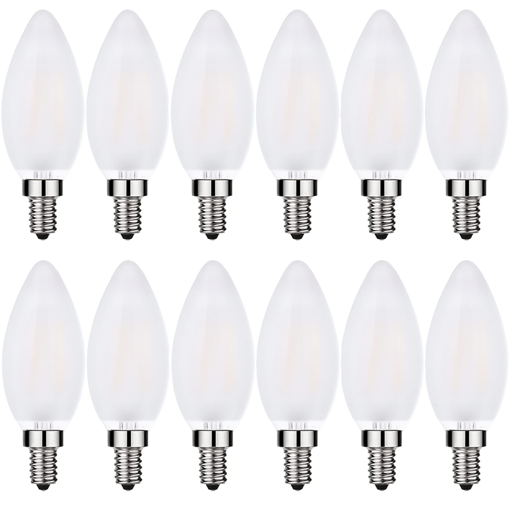 SHUWDKAR frost LED candelabra E12 2700K highlights vintage glow with energy efficiency.