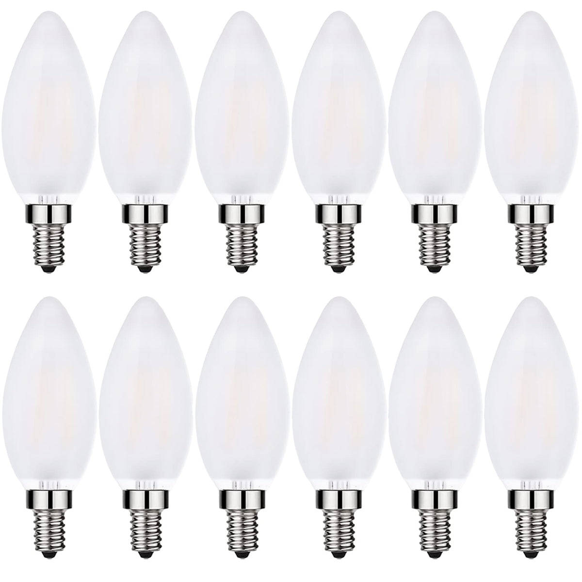 SHUWDKAR frost LED candelabra E12 2700K highlights vintage glow with energy efficiency.