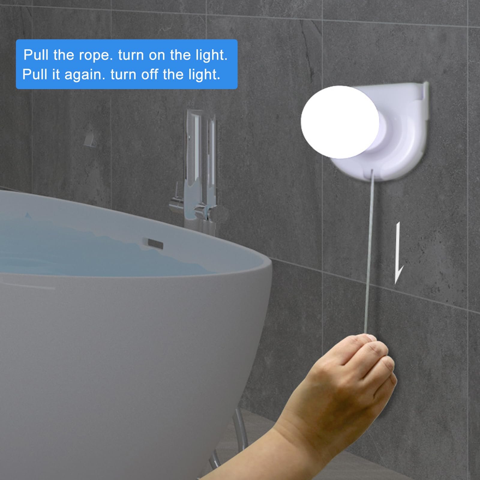 Shuwea 2-Pack pull-chain light bulb close-up showing easy on/off control.