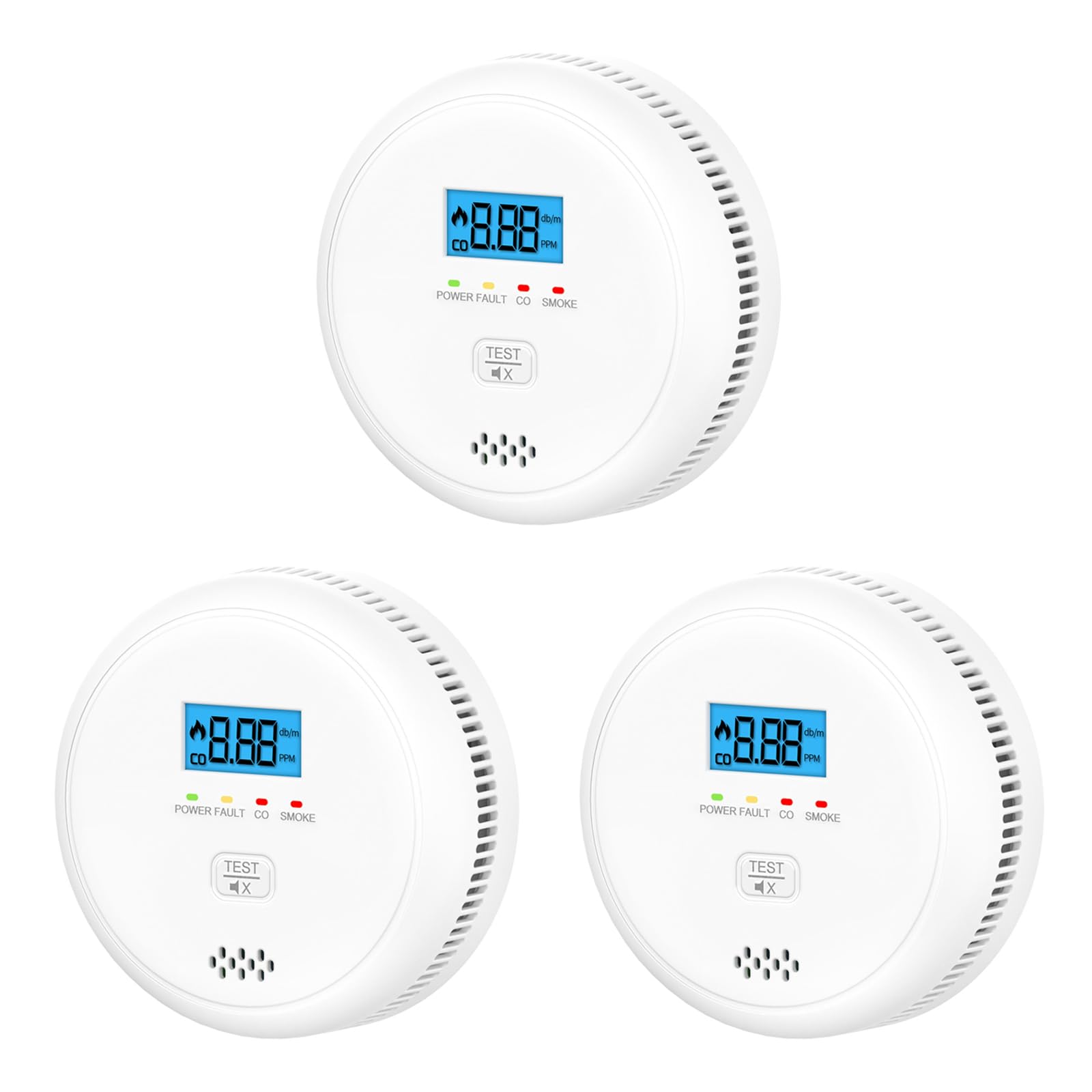 SHYEEH 2-in-1 front view for dual smoke and CO protection at home.