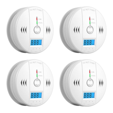 Shyeeh carbon monoxide detector front view with LCD readout for quick awareness
