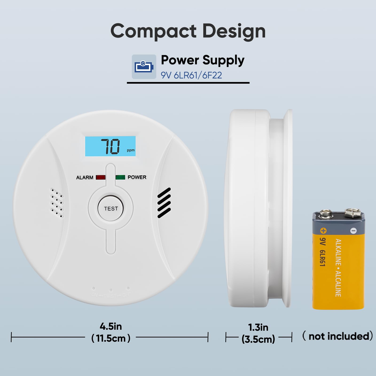 Photoelectric smoke sensor and electrochemical CO sensor inside SHYEEH CDR-803