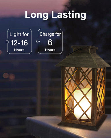SHYMERY lantern in patio setup with tempered glass shade