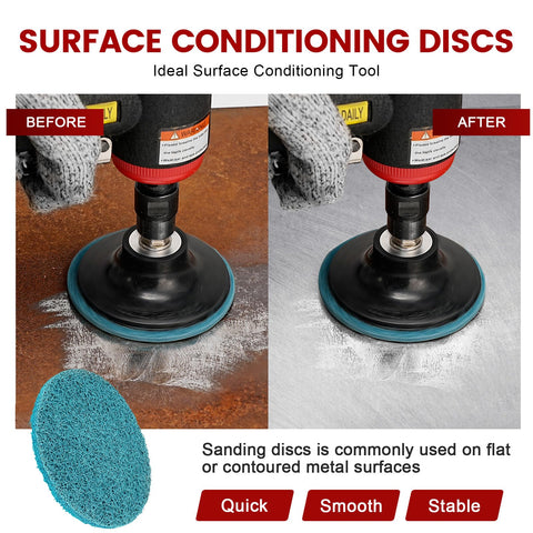 SI FANG discs in action on metal surfaces for finishing and prep.