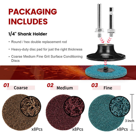 SI FANG 3-inch red medium disc ideal for deburring and smoothing metal surfaces.