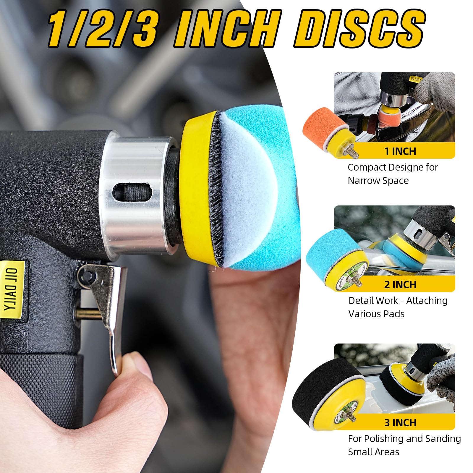 SI FANG mini orbital sander 3in on curved edges for versatility