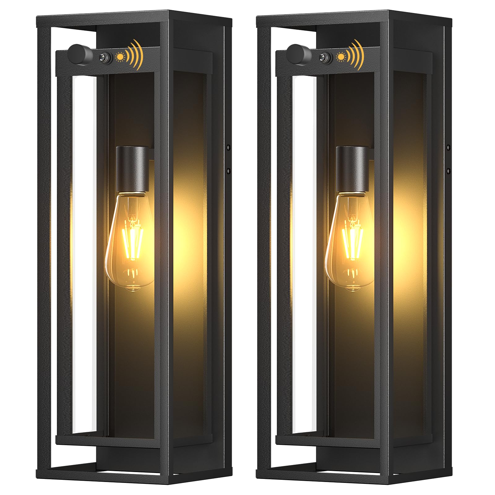 SIAFAVOI 20-inch outdoor dusk-to-dawn sconce lighting a wide porch.