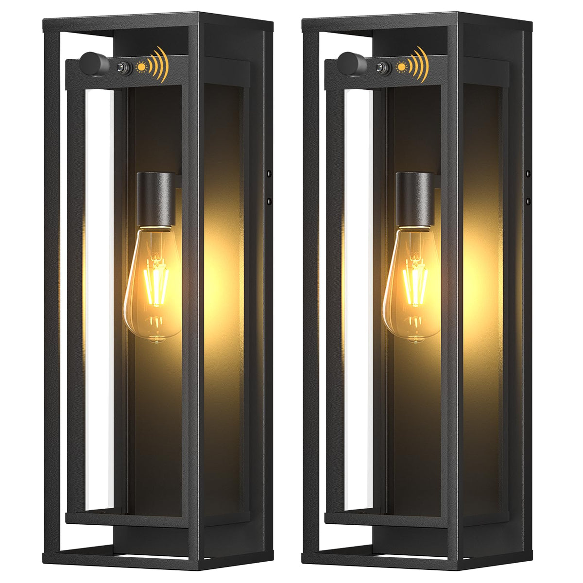 SIAFAVOI 20-inch outdoor dusk-to-dawn sconce lighting a wide porch.