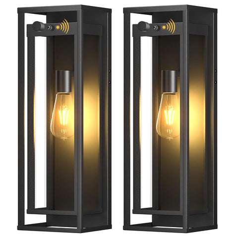 SIAFAVOI 20-inch outdoor dusk-to-dawn sconce lighting a wide porch.