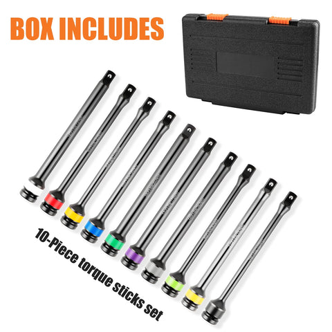 Close-up of Siapupy torque sticks range covering 65 to 150 ft-lbs