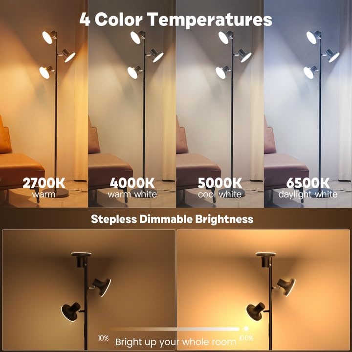 SIBRILLE 36W LED tree floor lamp four temperatures from warm to daylight.
