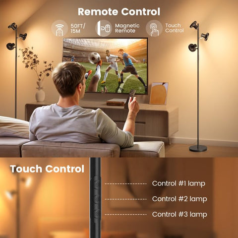 SIBRILLE 36W LED tree floor lamp eye-friendly, flicker-free illumination.