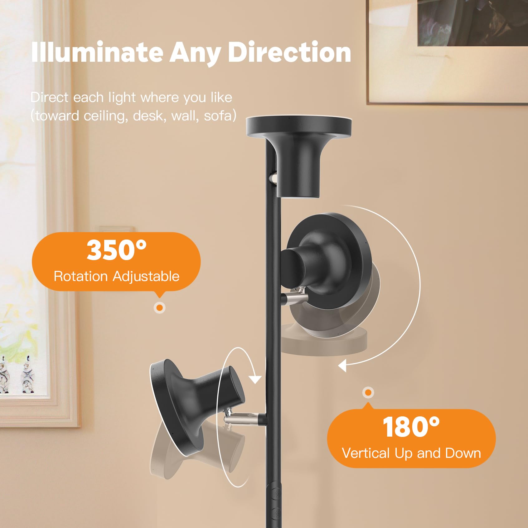 SIBRILLE 36W LED tree floor lamp remote and touch control convenience.