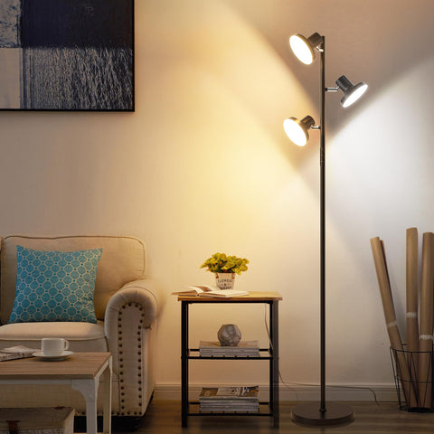SIBRILLE 36W LED tree floor lamp rotatable heads for customizable reading angles.
