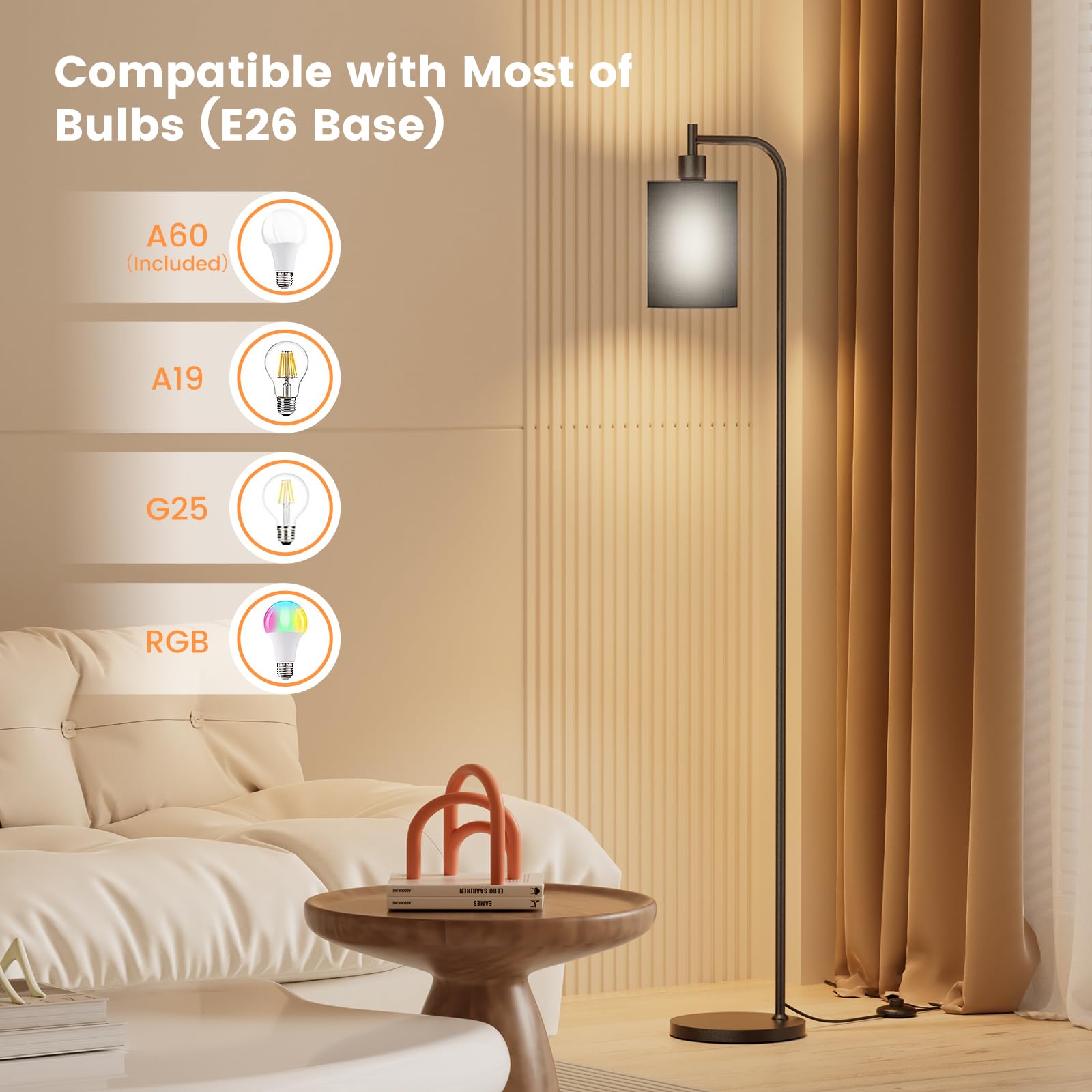 SIBRILLE floor lamp dimmable from 10% to 100% for mood or focus.